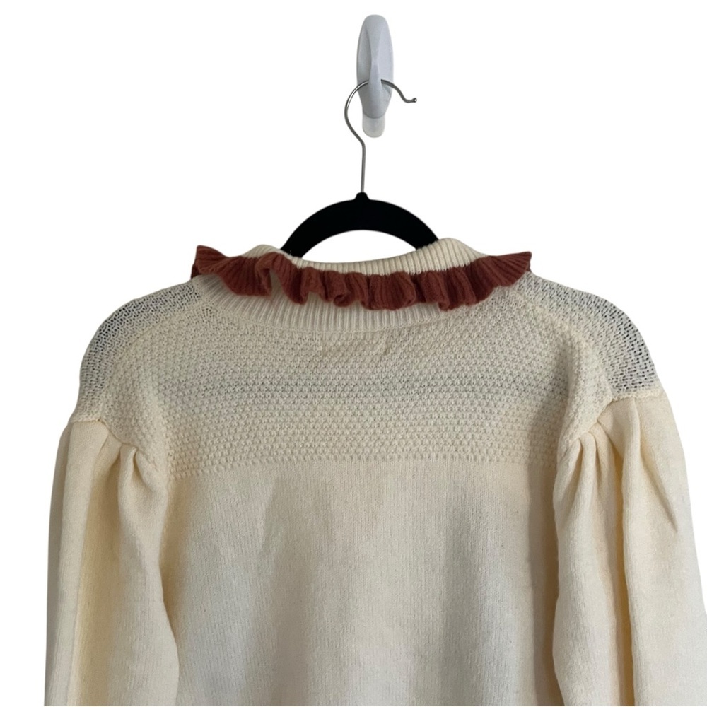 Listicle Beige Brown Floral Embroidered Knit Cardigan NWT Small - Picture 5 of 14